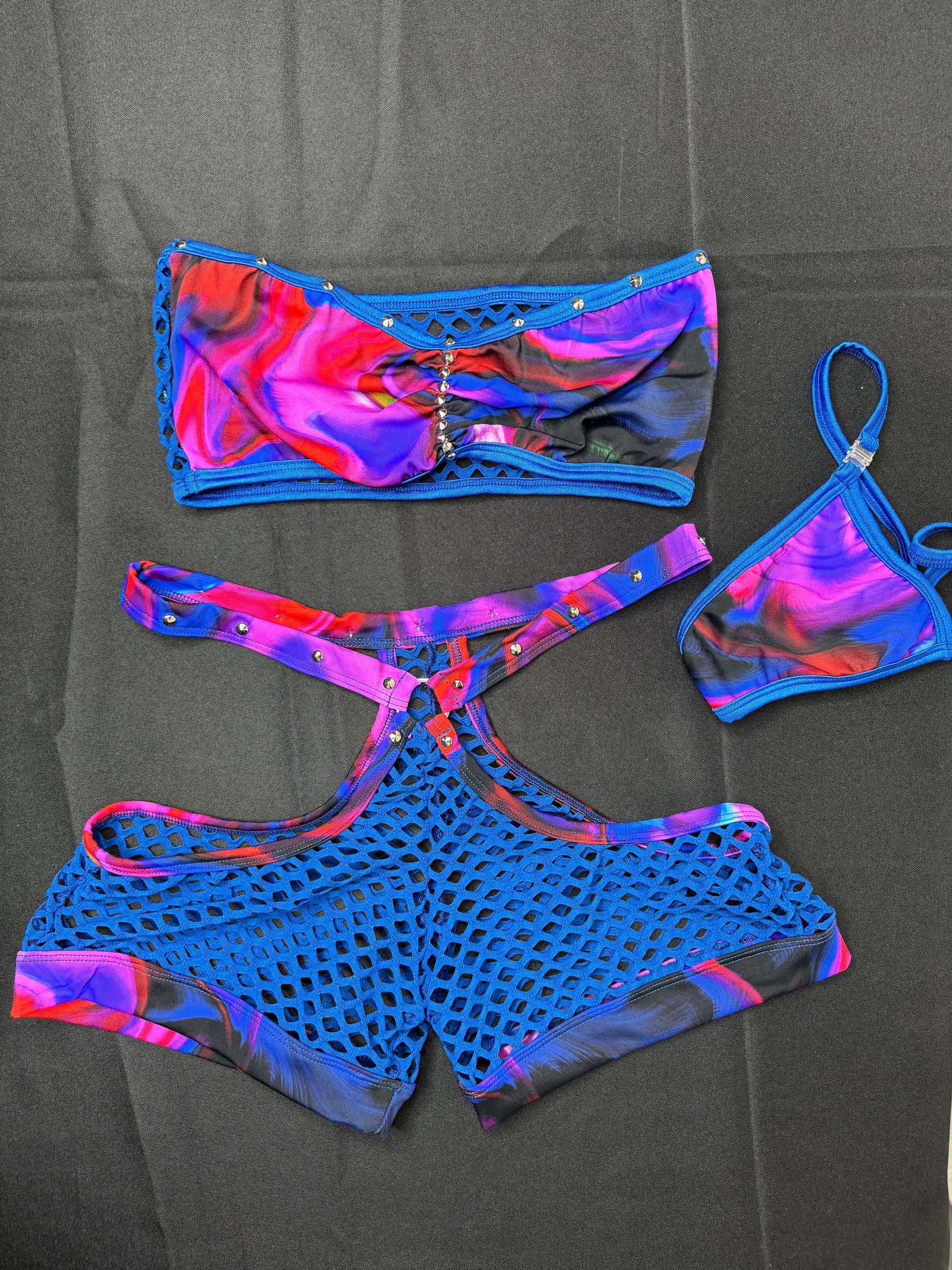 Purple/Royal Blue Lava Lamp Tube Top Two-Piece Exotic Dancer Outfit