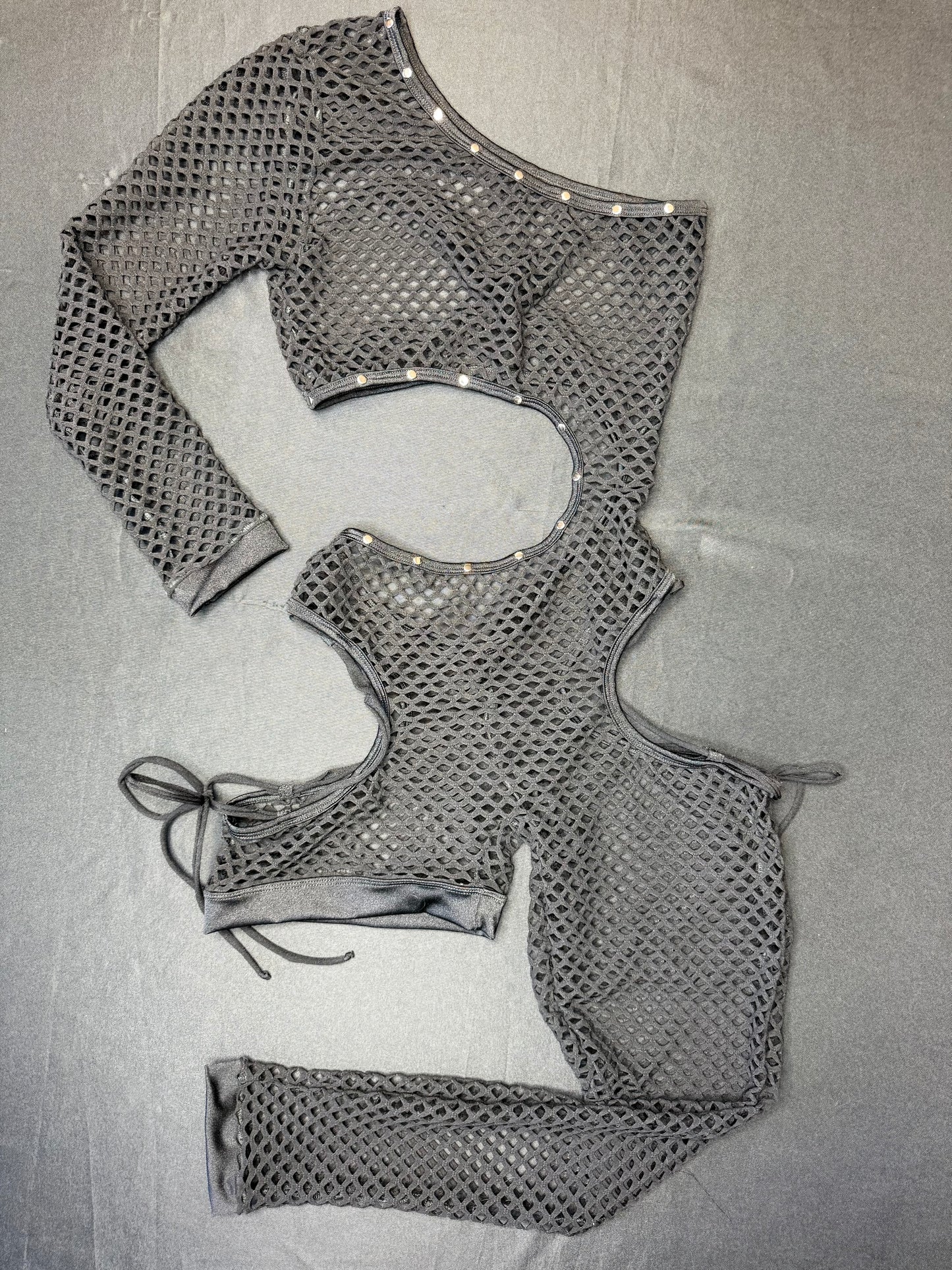 Black Fishnet Single Leg/Arm Full Body Suit Lingerie Outfit