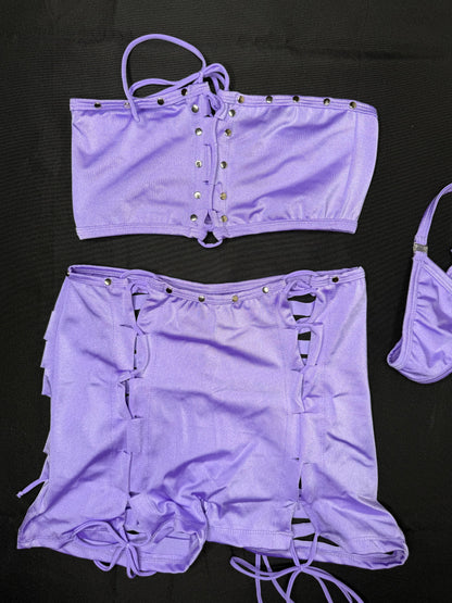 Lavender Tube Top/Shorts Two-Piece Lingerie Outfit
