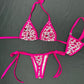 Pink/Hot Pink/Silver Spandex Two-Piece Side-Tie Bikini Lingerie Outfit