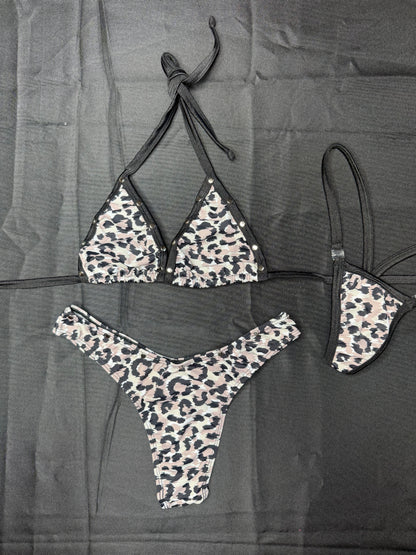 Cheetah Animal Print Bikini Top/Cheeky Thong Lingerie Outfit