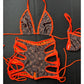 Exotic Dance Wear Two-Piece Outfit Sensual Black/Hot Pink