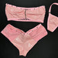 Baby Pink Latex/Fishnet Tube Top/Shorts Two-Piece Lingerie Outfit