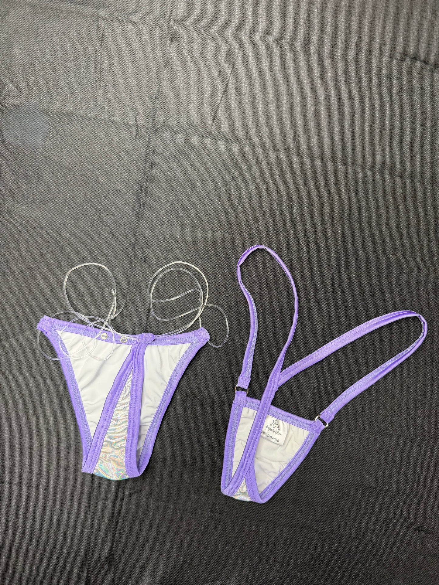 Chrome/Lavender Spandex Lingerie Outfit
