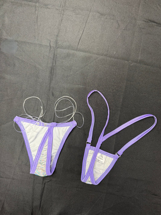 Chrome/Lavender Spandex Lingerie Outfit