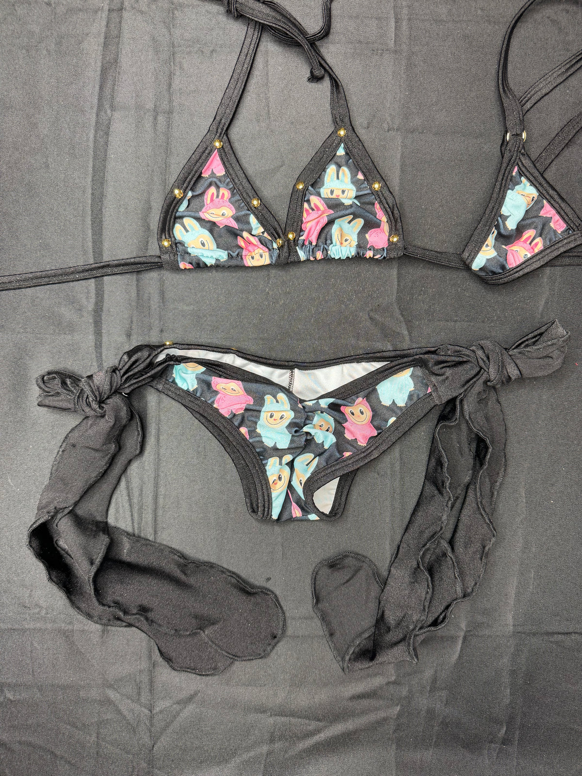 Black/Pink Spandex Bikini Lingerie Outfit