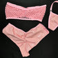 Baby Pink Latex/Fishnet Tube Top/Shorts Two-Piece Lingerie Outfit