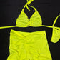 Neon Yellow Spandex Two-Piece Ripped Shorts Lingerie Outfit