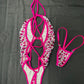 Metallic Heart/Hot Pink Spandex One-Piece Lingerie Outfit