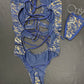 Royal Blue/Gold Spandex One-Piece Lingerie Outfit