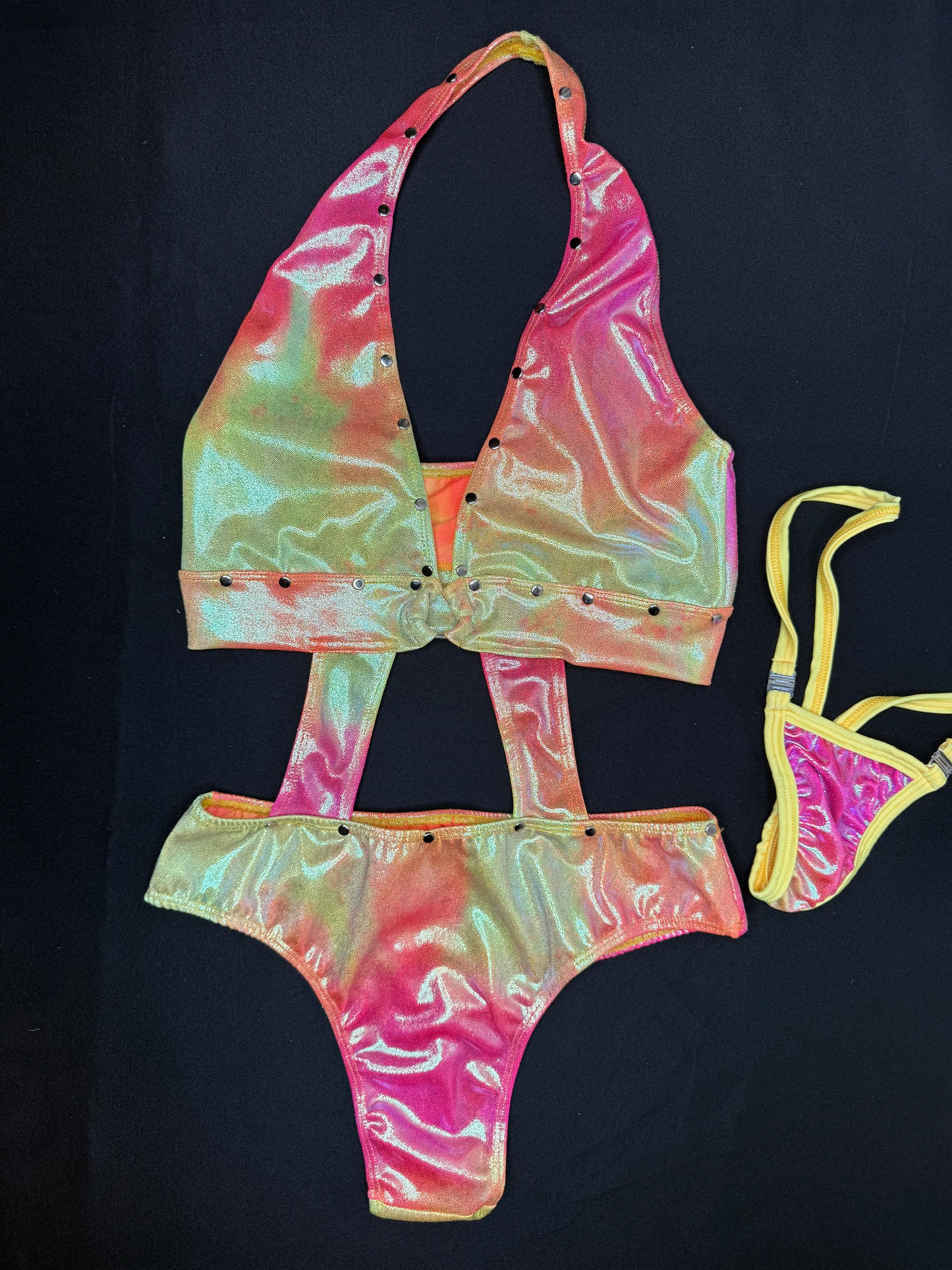 Pink/Yellow Ombré One-Piece Lingerie Outfit