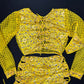 Yellow Bandana/Fishnet Spandex Long Sleeve Top/Shorts Two-Piece Lingerie Outfit