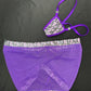 Designer Purple Spandex Sling-Shot/Mesh Skirt Three-Piece Skirt Outfit