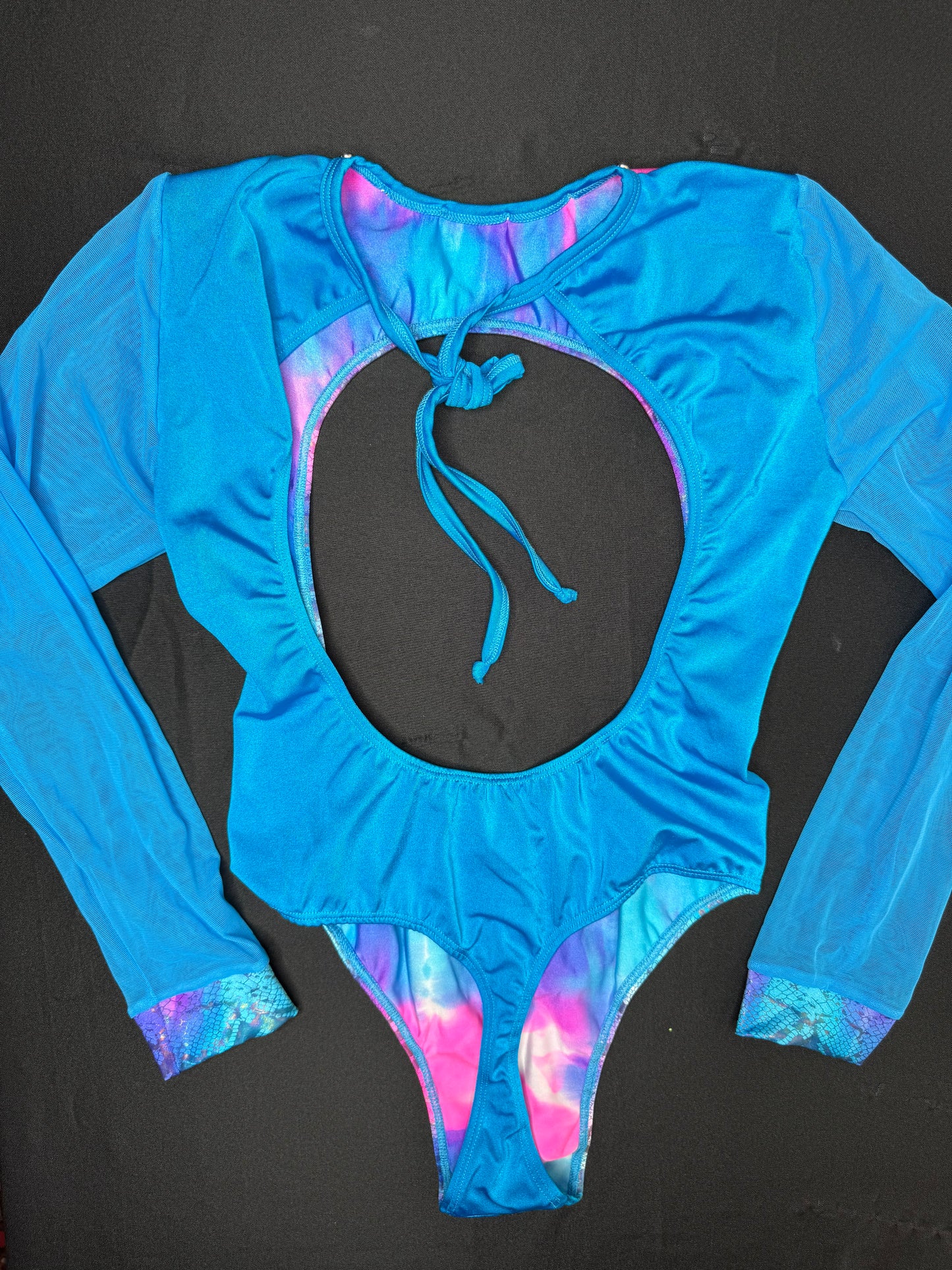 Blue/Pink Animal Print Leotard One-Piece/Bikini Top Lingerie Outfit