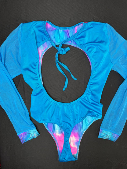 Blue/Pink Animal Print Leotard One-Piece/Bikini Top Lingerie Outfit