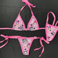Hot Pink/Baby Pink Kuromi Two-Piece Side-Tie Bikini Lingerie Outfit