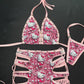 Baby Pink/Pink Kitty Two-Piece Bikini Top/Shorts Lingerie Outfit