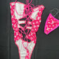 Hot Pink Designer Spandex One-Piece Lingerie Outfit