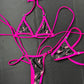 Sling Shot Exotic Dance Wear Outfit Bikini Set Black/Hot Pink