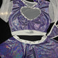 Microdot Lavender Two-Piece Long Sleeve Fringe Top/Skirt Lingerie Outfit