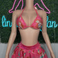 Ariel Print Spandex Bikini Top/Skirt Two-Piece Lingerie Outfit