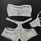 Metallic White/Silver Tube Top & White Fishnet Shorts Dance Wear