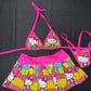 Hot Pink Kitty Spandex Bikini Top/Skirt Two-Piece Lingerie Outfit