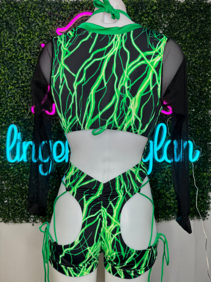 Green Lightning/Black Bartender Outfit