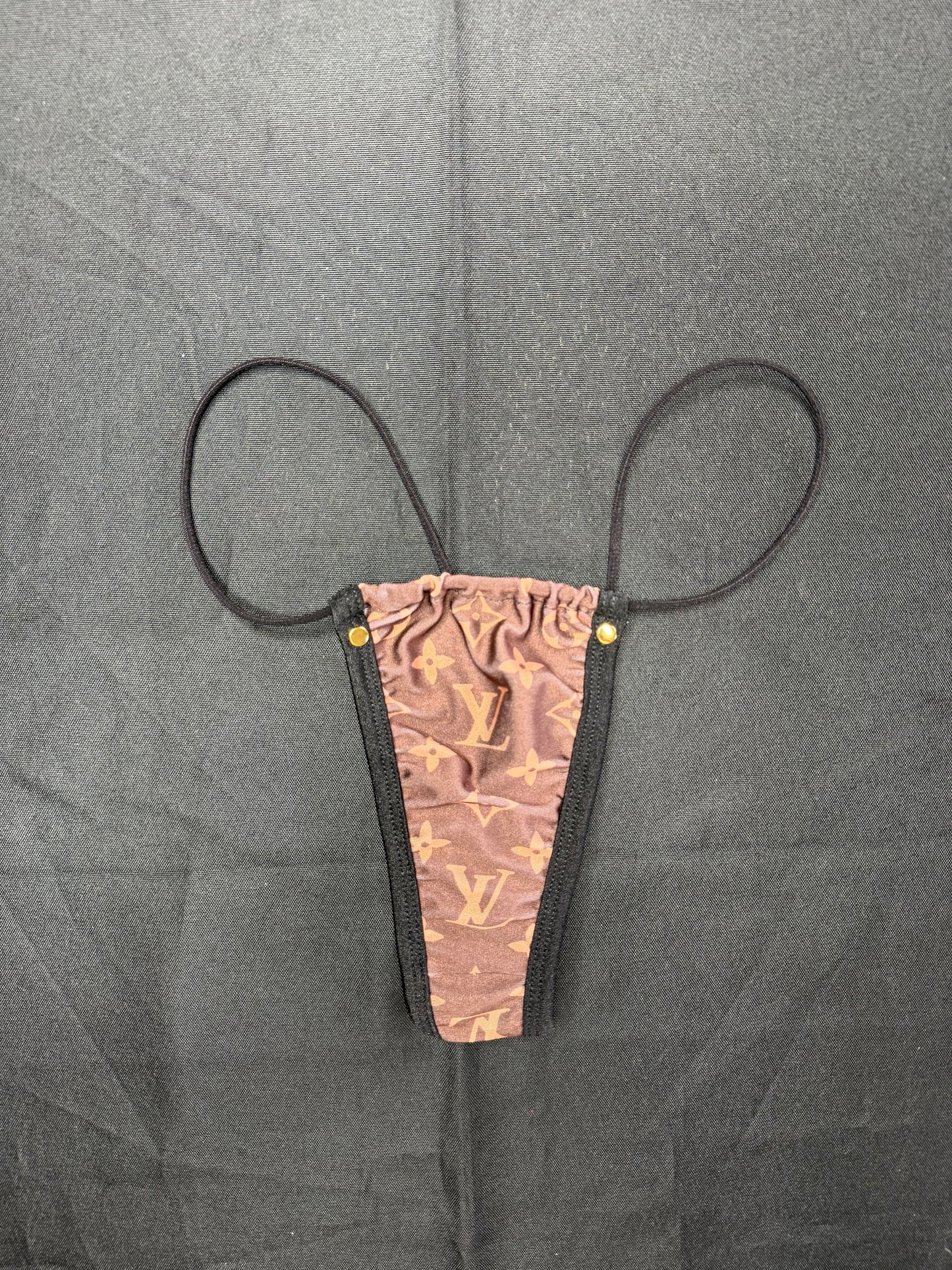 Designer Brown Spandex/Black Lace Spandex One-Piece Lingerie Outfit