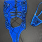Royal Blue Web Spandex One-Piece Lingerie Outfit