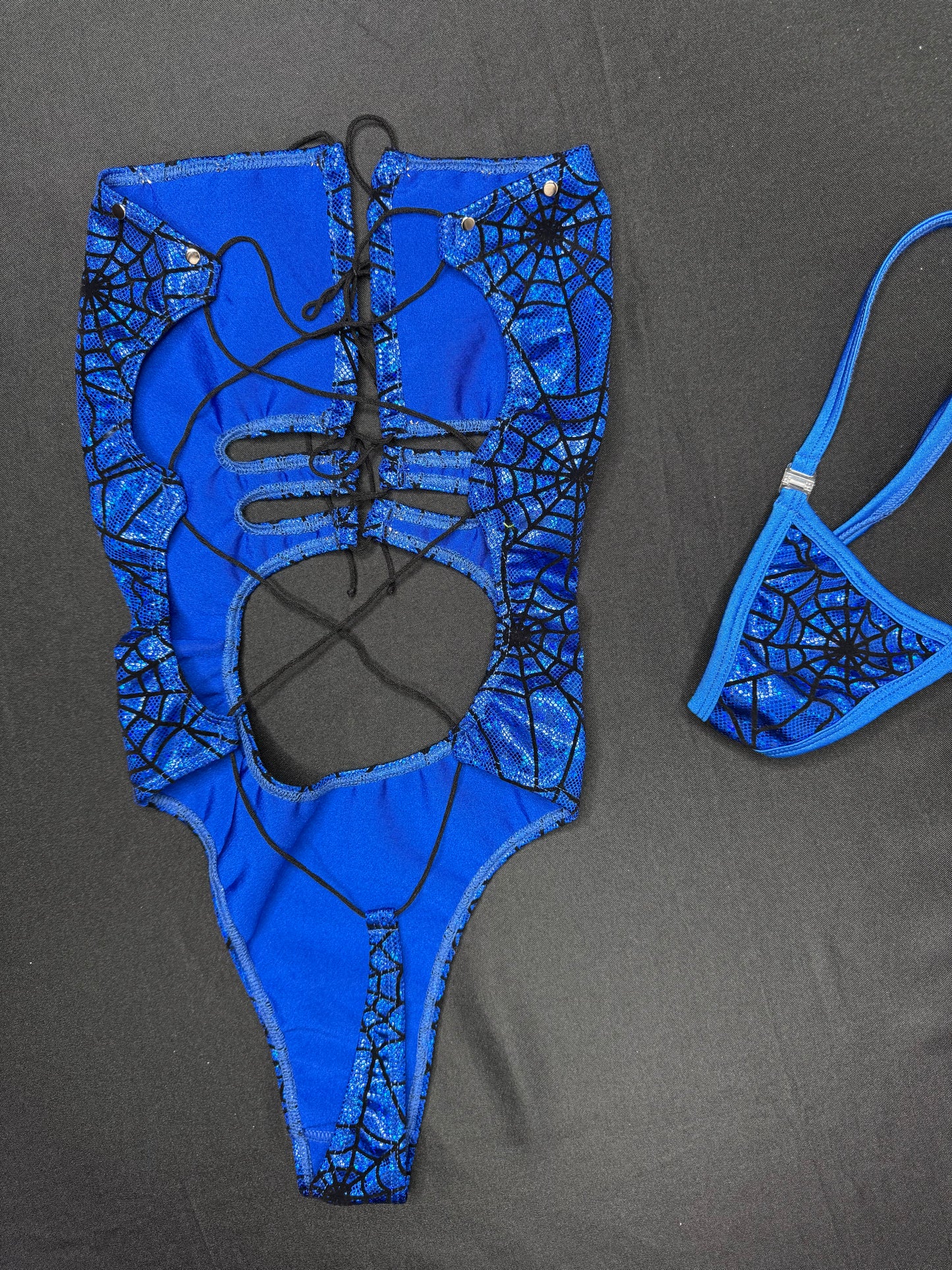 Royal Blue Web Spandex One-Piece Lingerie Outfit