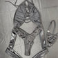 Metallic Black/Black Spandex One-Piece Lingerie Outfit