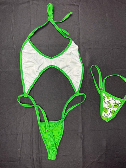 Designer Shamrock Spandex Sling-Shot Lingerie Outfit