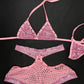 Metallic Baby Pink Designer Bikini Top/Shorts Lingerie Outfit