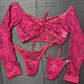 Burgundy Lace Two-Piece Lingerie Set for Exotic Dance Wear
