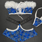 Blue Plaid/White Fur Tube Top/Shorts Christmas Lingerie Outfit