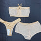 Gold Mesh Tube Top/Shorts Cheeky Thong Three Piece Lingerie Outfit