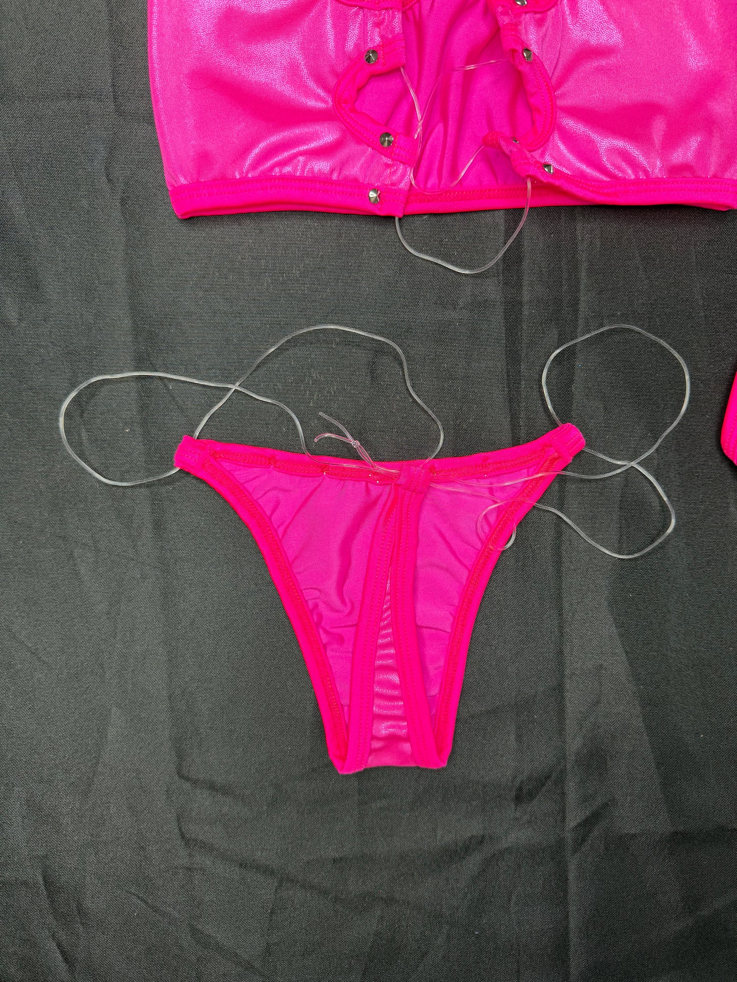 Matrix Hot Pink/Pink Spandex Sports Bra/Thong Two-Piece Lingerie Outfit