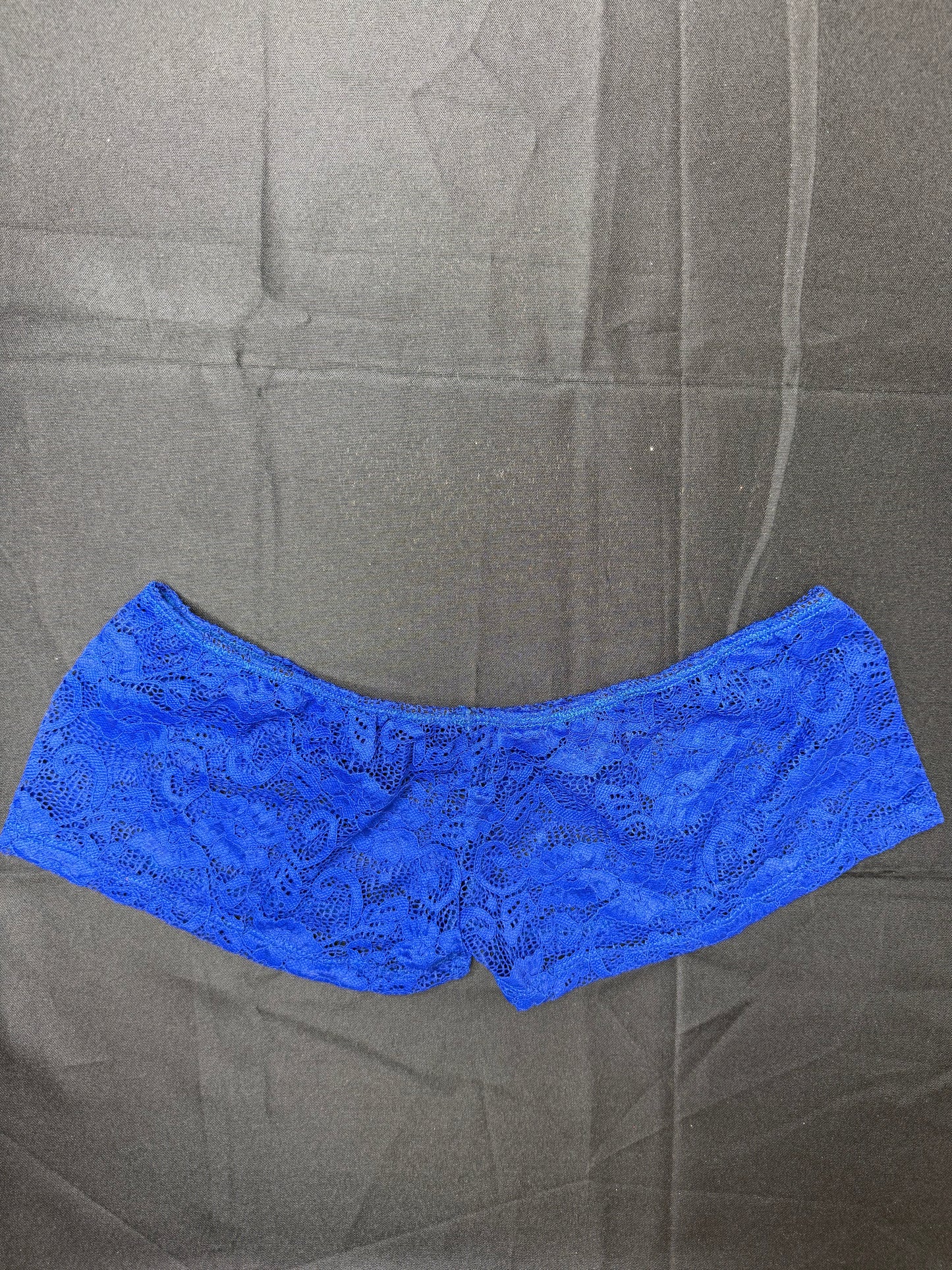 Metallic Royal Blue/Royal Blue Lace Sling-Shot/Shorts Two-Piece Lingerie Outfit