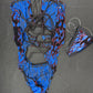 Blue Flame Mesh One-Piece Lingerie Outfit