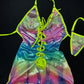 Neon Yellow/Rainbow One-Piece Lingerie Outfit