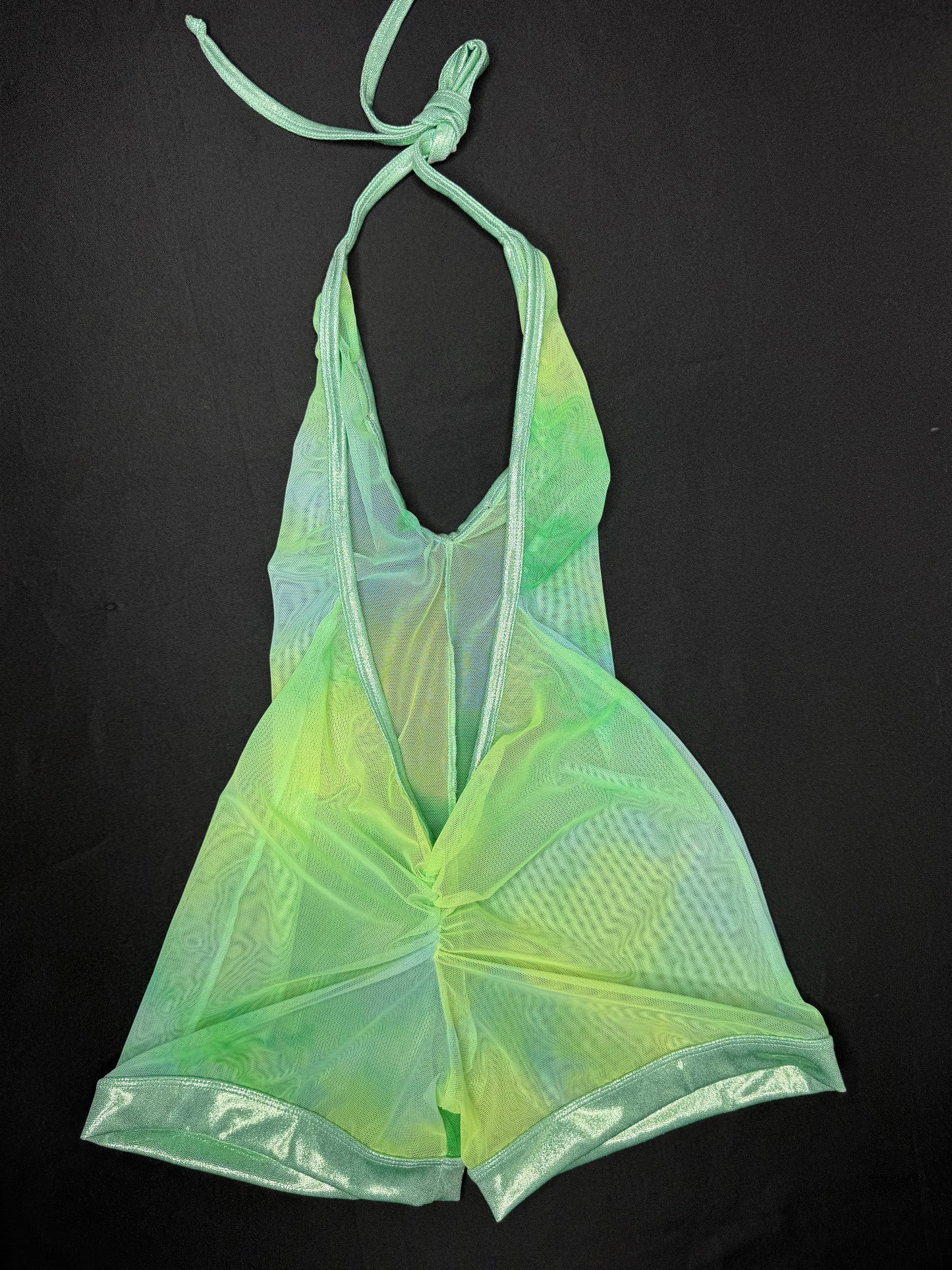 Ombré Green/Yellow Mesh/Mint Trim One-Piece Lingerie Outfit