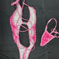 Hot Pink Designer VELVET One-Piece Lingerie Outfit