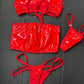 Red Latex Three-Piece Dominatrix Stripper Outfit