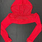 Red Mesh/Metallic Spandex Three-Piece Christmas Hoodie Bikini Lingerie Outfit