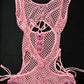 Metallic Baby Pink/Baby Pink Fishnet One-Piece Exotic Dancer Outfit
