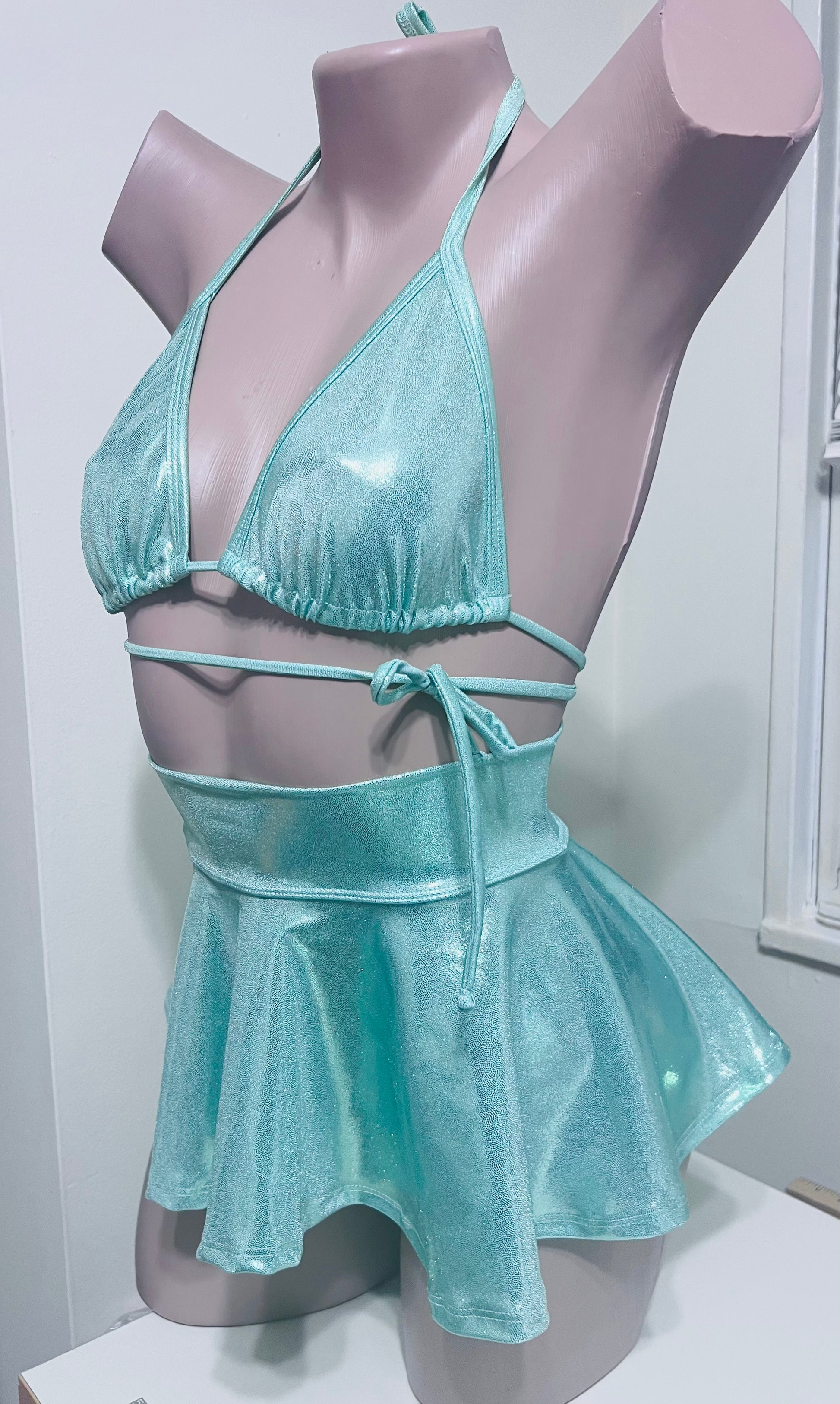 Mint Mini Skirt/Bikini Top Rave Outfit