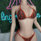 Metallic Red/Designer Spandex Two-Piece Lingerie Outfit