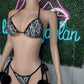 Black Designer Two-Piece Side-Tie Bikini Fur Lingerie Outfit