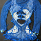 Blue Camouflage/Royal Blue Fishnet Bartender Romper Outfit